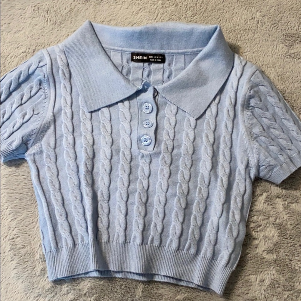 Crop knit sweater t-shirt